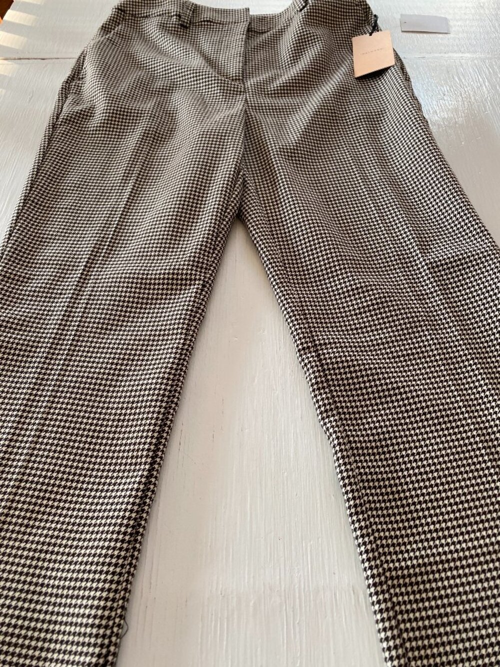 NWT HALOGEN BROWN HOUNDSTOOTH PANTS SIZE 4